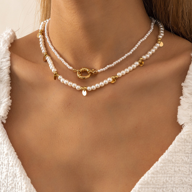 Naszyjnik Vintage Pearl Choker z białymi, zroszonymi koralikami - elegancka biżuteria ślubna (2 sztuki) - Wianko - 15