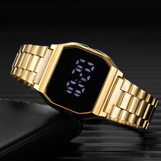 Luksusowy zegarek damski LED cyfrowy z dotykowym wyświetlaczem, stal nierdzewna - Wianko - 4