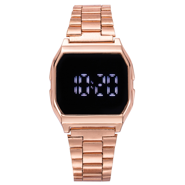 Luksusowy zegarek damski LED cyfrowy z dotykowym wyświetlaczem, stal nierdzewna - Wianko - 6