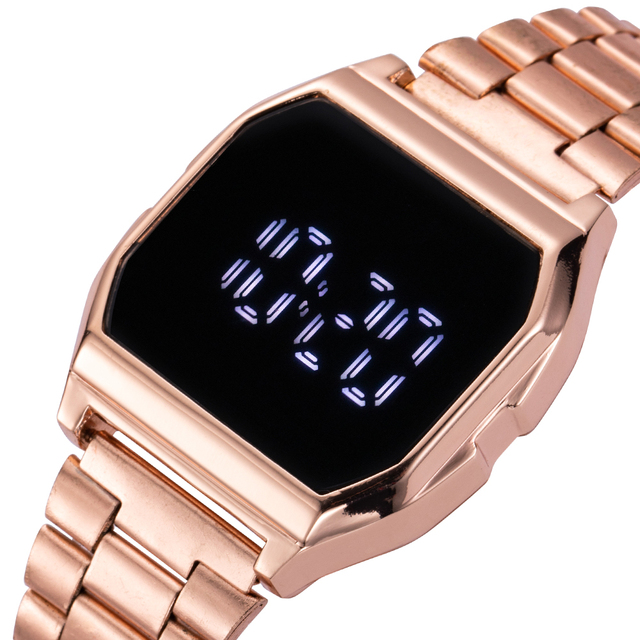 Luksusowy zegarek damski LED cyfrowy z dotykowym wyświetlaczem, stal nierdzewna - Wianko - 7
