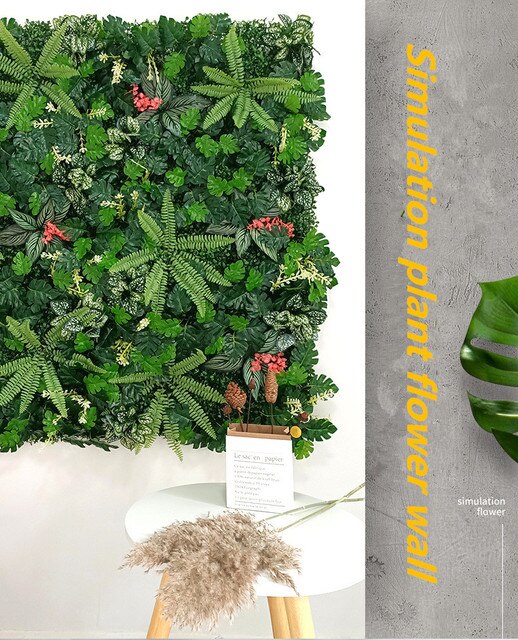 Zielona sztuczna roślina begonia z liśćmi i kwiatami - dekoracja ściany trawnika DIY do domu i wesel - Wianko - 1