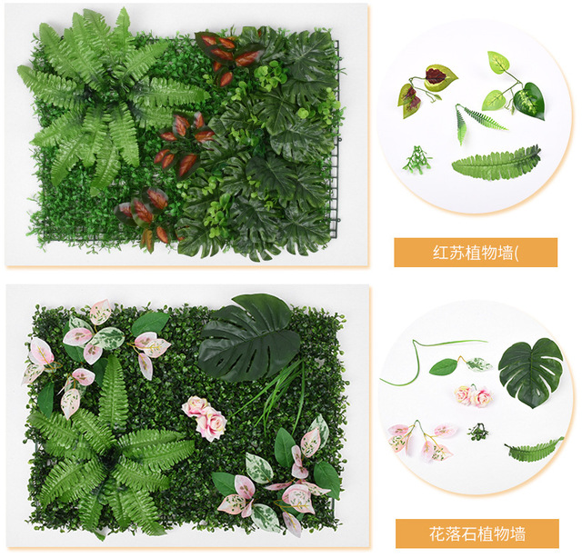 Zielona sztuczna roślina begonia z liśćmi i kwiatami - dekoracja ściany trawnika DIY do domu i wesel - Wianko - 19