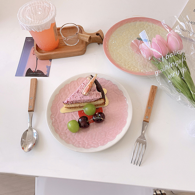 Płyta ceramiczna do jedzenia o kształcie kwiatka z truskawką i brzoskwinią - Wianko - 7