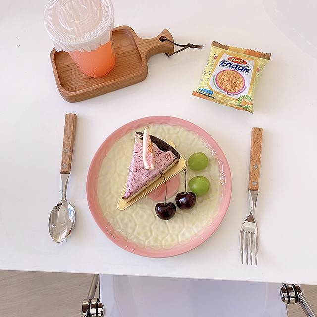 Płyta ceramiczna do jedzenia o kształcie kwiatka z truskawką i brzoskwinią - Wianko - 8