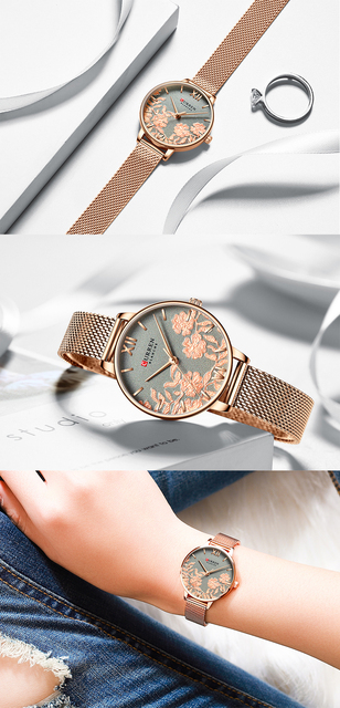 Elegancki zegarek damski CURREN ze stali nierdzewnej, stalowy pasek, kwarcowy mechanizm - Wianko - 5