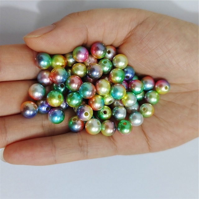 Plastikowe perły Syrenka kolor 3mm-12mm imitacja tęczy do rękodzieła i biżuterii - koraliki odzieżowe - Wianko - 6