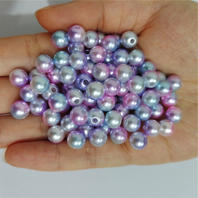 Plastikowe perły Syrenka kolor 3mm-12mm imitacja tęczy do rękodzieła i biżuterii - koraliki odzieżowe - Wianko - 7