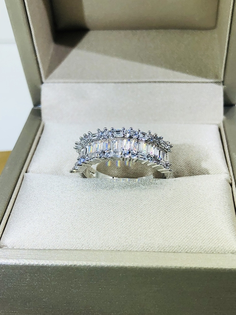Moda luksusowy pierścień dla kobiet z dużym kwadratowym CZ kamieniem, wykonany ze srebra pr.925 - Wianko - 4