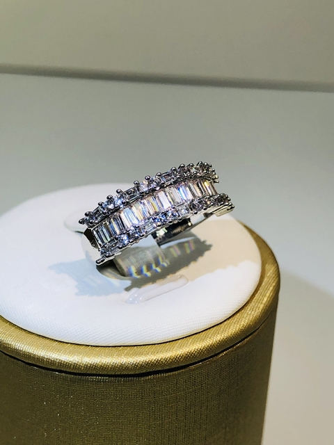 Moda luksusowy pierścień dla kobiet z dużym kwadratowym CZ kamieniem, wykonany ze srebra pr.925 - Wianko - 1