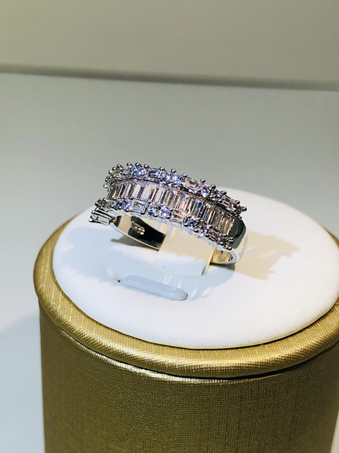 Moda luksusowy pierścień dla kobiet z dużym kwadratowym CZ kamieniem, wykonany ze srebra pr.925 - Wianko - 3