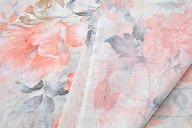 Materiał szyfonowy na metry z kwiatowym wzorem w kolorze brzoskwiniowym, idealny do letnich sukienek - szerokość 150CM - Wianko - 15