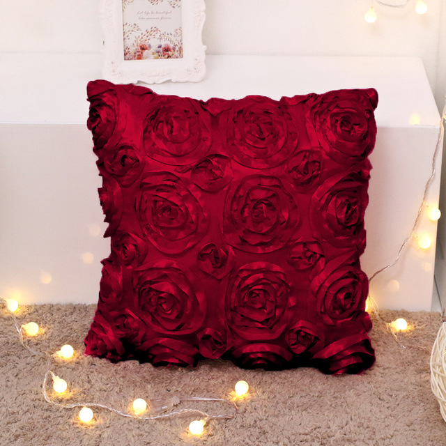 Poduszka etui na poduszkę 3D Rose Flower o wymiarach 40x40 cm - Fantazyjny prezent ślubny w miękkim czerwonym obiciu dla Hotelu - Wianko - 36