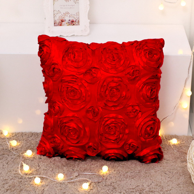 Poduszka etui na poduszkę 3D Rose Flower o wymiarach 40x40 cm - Fantazyjny prezent ślubny w miękkim czerwonym obiciu dla Hotelu - Wianko - 35