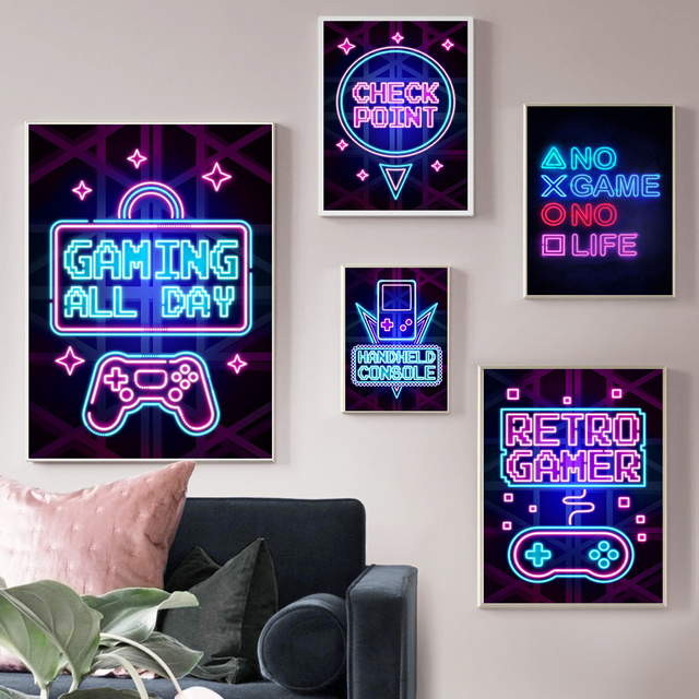 Plakat Neon Art Sign - dekoracja gamingowa dla chłopców, idealna do pokoju, bez lampy - Wianko - 5
