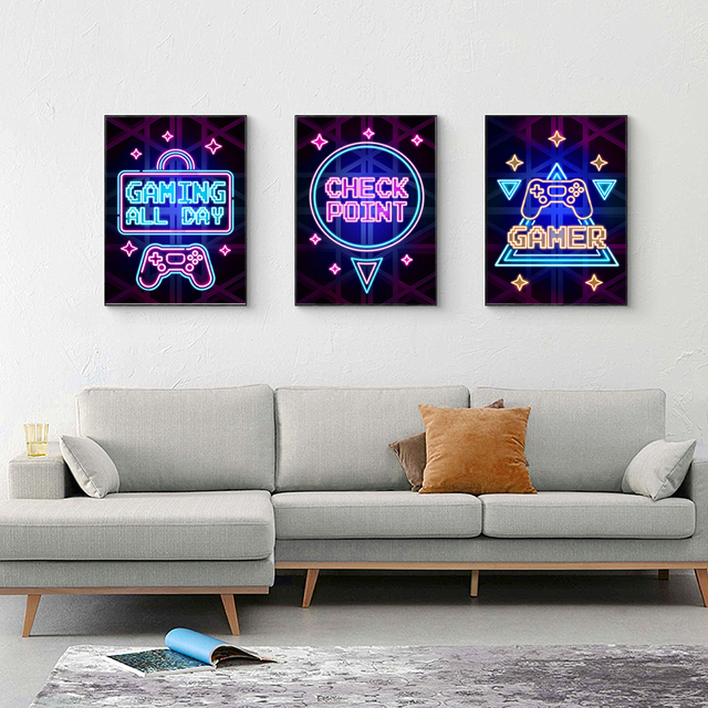 Plakat Neon Art Sign - dekoracja gamingowa dla chłopców, idealna do pokoju, bez lampy - Wianko - 7