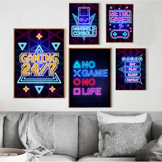 Plakat Neon Art Sign - dekoracja gamingowa dla chłopców, idealna do pokoju, bez lampy - Wianko - 6