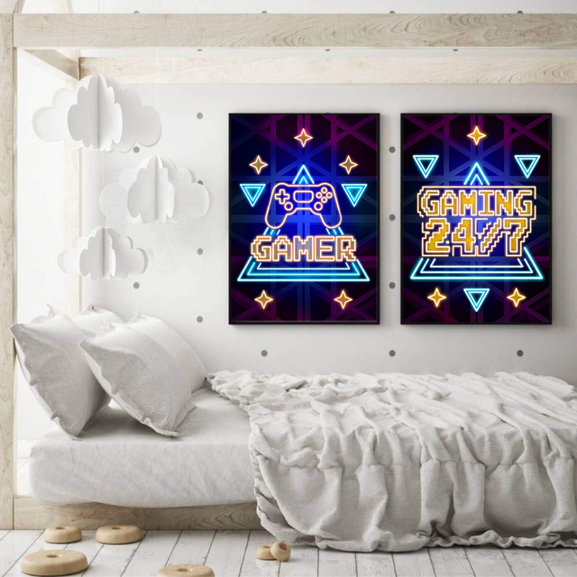 Plakat Neon Art Sign - dekoracja gamingowa dla chłopców, idealna do pokoju, bez lampy - Wianko - 8
