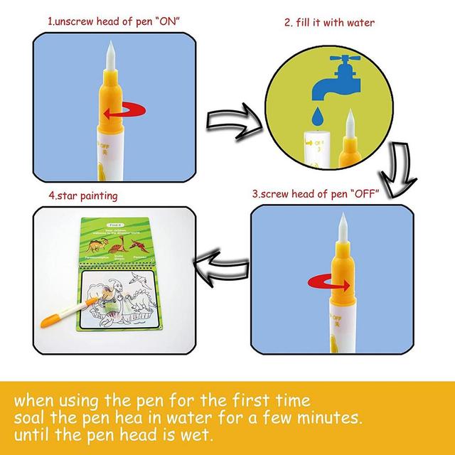 Kolorowanka magiczna farba z wodą dla malucha – Wielokrotnego użytku, ujawniająca aktywności Doodle - Wianko - 9