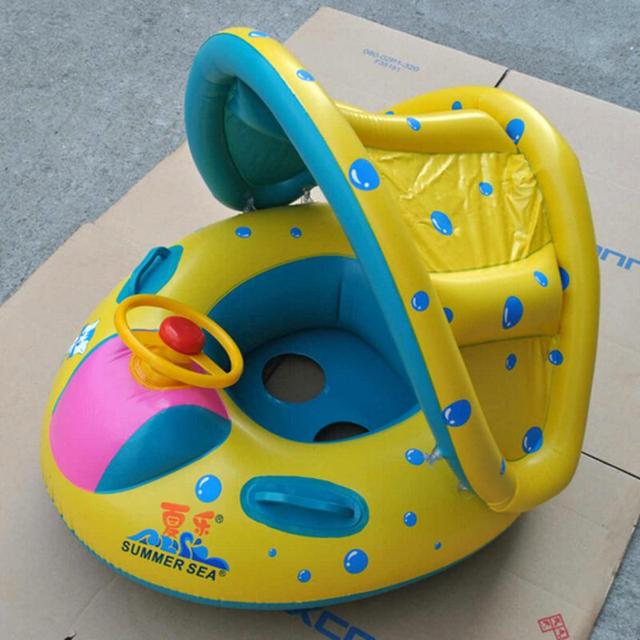 1 sztuk basen dla dzieci pierścień bezpieczeństwa niemowlę pływanie Float nadmuchiwane regulowany parasolka siedzenia łódź pierścień basen anti-rollover - Wianko - 2