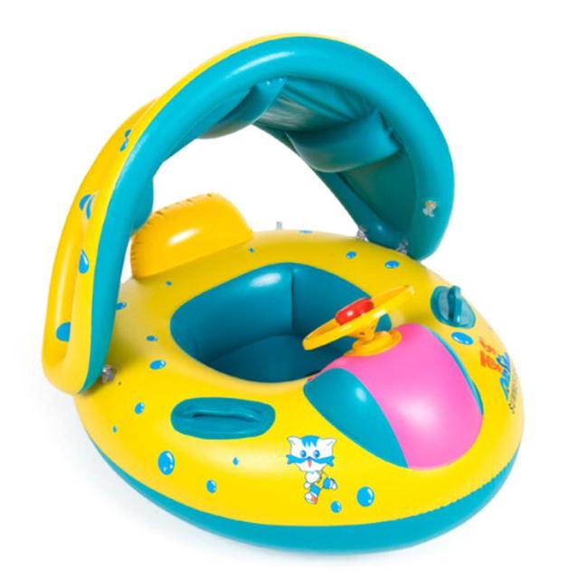 1 sztuk basen dla dzieci pierścień bezpieczeństwa niemowlę pływanie Float nadmuchiwane regulowany parasolka siedzenia łódź pierścień basen anti-rollover - Wianko - 15