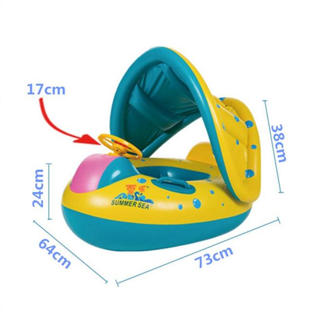 1 sztuk basen dla dzieci pierścień bezpieczeństwa niemowlę pływanie Float nadmuchiwane regulowany parasolka siedzenia łódź pierścień basen anti-rollover - Wianko - 4