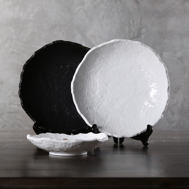 Miska ceramiczna na deser, kształt okrągły, wzór kamienia, stylowa zastawa domowa (białe talerze pojemnik na przekąski) - Wianko - 6