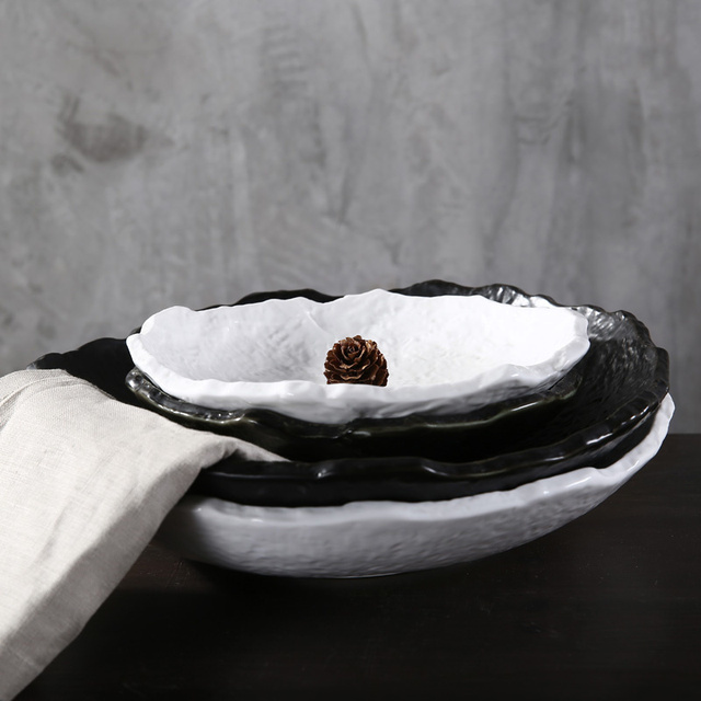 Miska ceramiczna na deser, kształt okrągły, wzór kamienia, stylowa zastawa domowa (białe talerze pojemnik na przekąski) - Wianko - 5