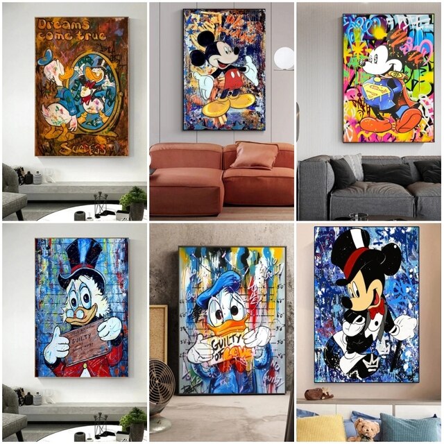 Disney Cartoon - DIAMANT - Myszka Miki i Kaczor Donald - Plakat z Haftem Diamentowym - Ozdoba Domu - Prezent - Wianko - 1
