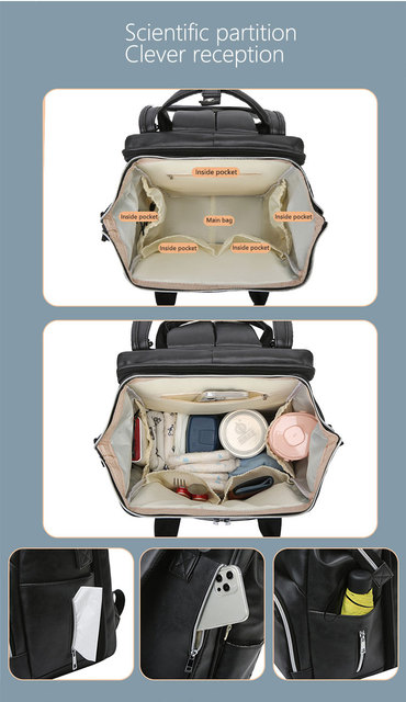 Wodoodporna torba na pieluchy dla mamy do wózka oraz podróżowania - Wianko - 8