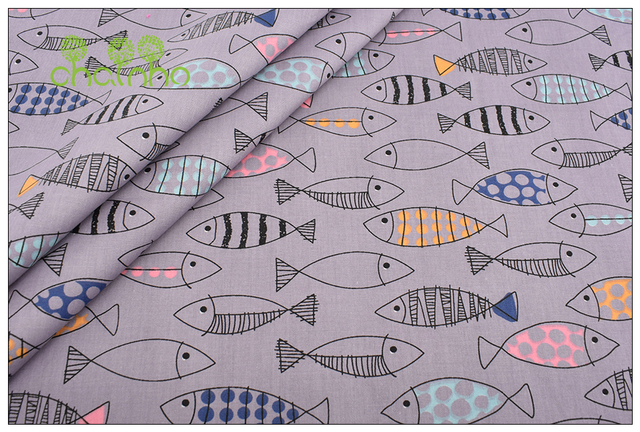 Wzór ryby kreskówki na bawełnianej tkaninie ze skośnego splotu - 8 wzorów - Wianko - 24