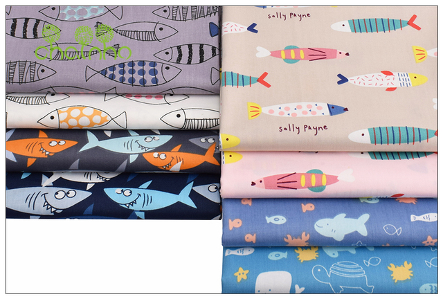 Wzór ryby kreskówki na bawełnianej tkaninie ze skośnego splotu - 8 wzorów - Wianko - 37