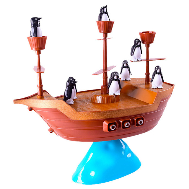 Zabawka edukacyjna dla dzieci: Łódź piracka z pingwinem - gra interaktywna dla rodziców i dzieci z poziomami masztów - Wianko - 8