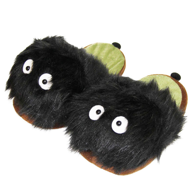 Męskie pluszowe klapki z motywem Totoro, czarny, 28cm - Wianko - 3