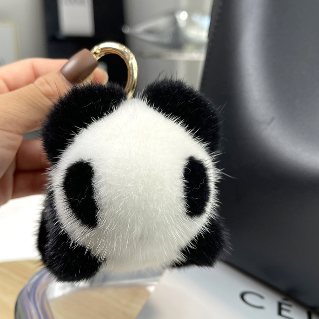 Breloczek luksusowy z prawdziwej norki - panda z ozdobą do torebki, idealny prezent dla kobiet i dziewcząt - Wianko - 8