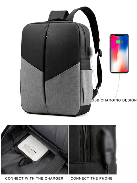 Plecak podróżny męski Anti-theft z funkcją ładowania USB, pojemny na laptopa, wodoodporny (2020) - Wianko - 10