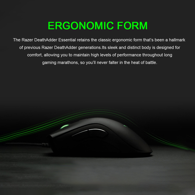 Mysz dla graczy Razer Deathadder Essential - nowa, przewodowa, ergonomiczna konstrukcja, 6400DPI, guzik boczny - Wianko - 16