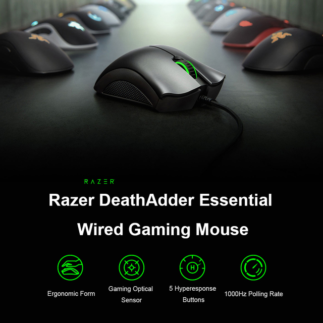 Mysz dla graczy Razer Deathadder Essential - nowa, przewodowa, ergonomiczna konstrukcja, 6400DPI, guzik boczny - Wianko - 12