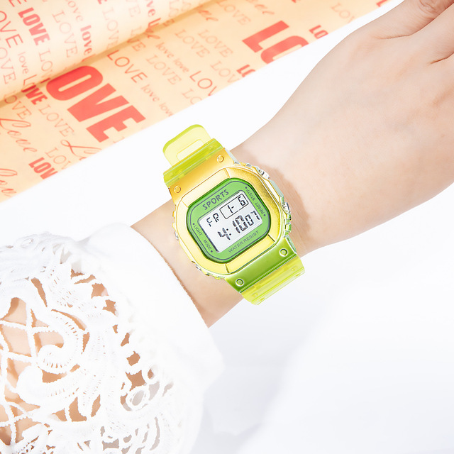 Zegarek dziecięcy elektroniczny, wodoodporny, kolorowy, na rękę - gradientowy, mały, kwadratowy - Wianko - 2