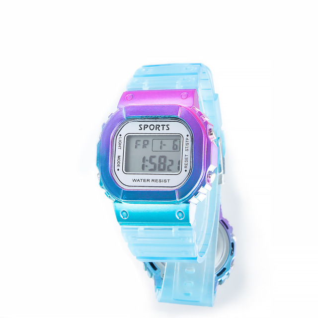 Zegarek dziecięcy elektroniczny, wodoodporny, kolorowy, na rękę - gradientowy, mały, kwadratowy - Wianko - 13