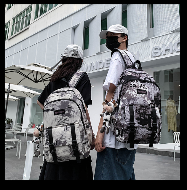 Plecak Harajuku dla dziewcząt - fajny, uniseksowy, nadruk w chmurki, 2021 - Wianko - 12