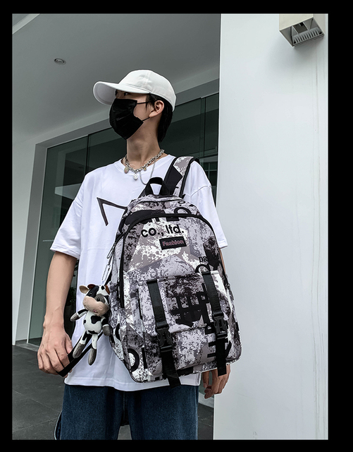 Plecak Harajuku dla dziewcząt - fajny, uniseksowy, nadruk w chmurki, 2021 - Wianko - 23