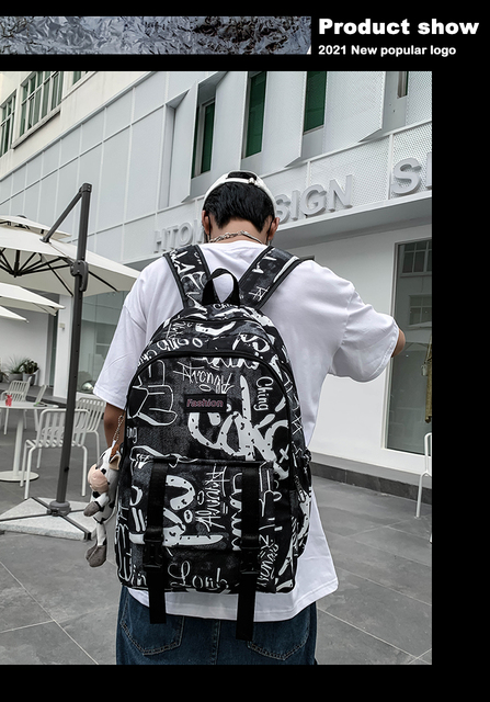Plecak Harajuku dla dziewcząt - fajny, uniseksowy, nadruk w chmurki, 2021 - Wianko - 15
