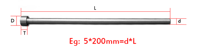 6mm 6.5mm, 100mm 150mm 200mm, HRC60, 65Mn, Naparstek z Plastikową Końcówką, Prosto Wykrawający Kołek Wypychacza - Wianko - 1