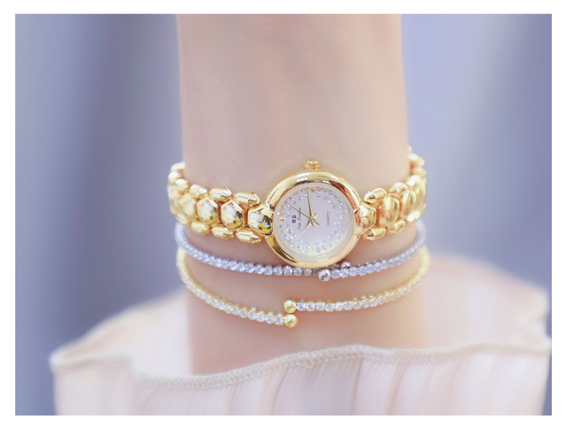 Zegarek damski BS Bee siostra, diamentowa tarcza, złota bransoleta, elegancki design - Wianko - 10