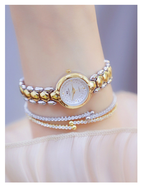 Zegarek damski BS Bee siostra, diamentowa tarcza, złota bransoleta, elegancki design - Wianko - 18