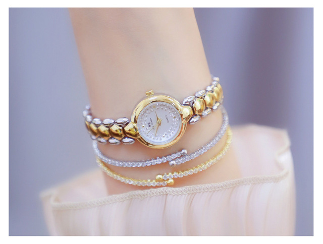 Zegarek damski BS Bee siostra, diamentowa tarcza, złota bransoleta, elegancki design - Wianko - 13