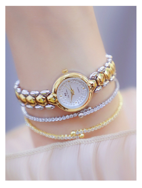 Zegarek damski BS Bee siostra, diamentowa tarcza, złota bransoleta, elegancki design - Wianko - 19