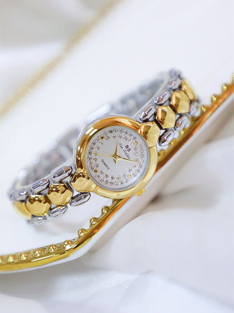 Zegarek damski BS Bee siostra, diamentowa tarcza, złota bransoleta, elegancki design - Wianko - 6