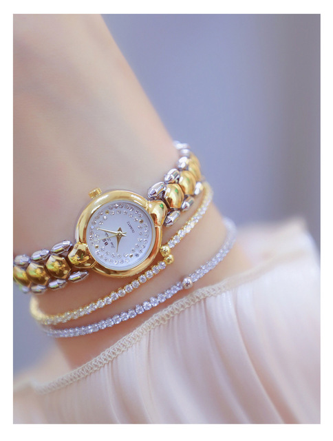 Zegarek damski BS Bee siostra, diamentowa tarcza, złota bransoleta, elegancki design - Wianko - 22