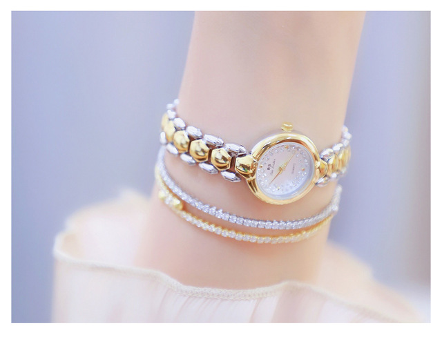 Zegarek damski BS Bee siostra, diamentowa tarcza, złota bransoleta, elegancki design - Wianko - 12